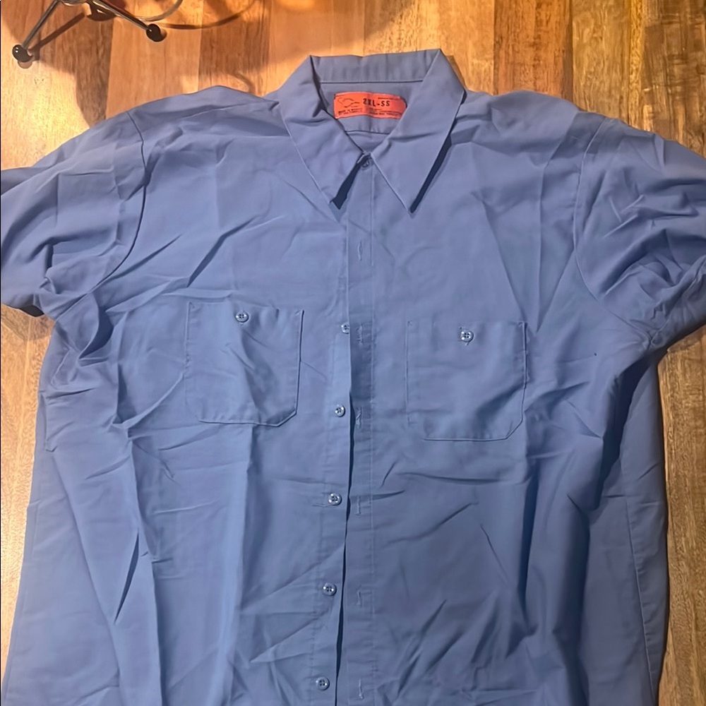Blue Casual Button Down Shirt Lightweight Cotton Blend
